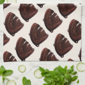 ヴィンテージスポーツ、私は野球が大好き、私はグローブ野球 キッチンタオル (折り畳み)