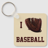 ヴィンテージスポーツ、私は野球が大好き、私はグローブ野球 キーホルダー (正面)