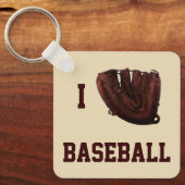 ヴィンテージスポーツ、私は野球が大好き、私はグローブ野球 キーホルダー (正面)