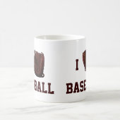 ヴィンテージスポーツ、私は野球が大好き、私はグローブ野球 コーヒーマグカップ (中央)