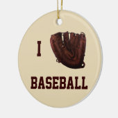 ヴィンテージスポーツ、私は野球が大好き、私はグローブ野球 セラミックオーナメント (左)