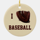 ヴィンテージスポーツ、私は野球が大好き、私はグローブ野球 セラミックオーナメント (裏面)