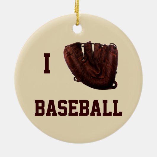 ヴィンテージスポーツ、私は野球が大好き、私はグローブ野球 セラミックオーナメント (裏面)