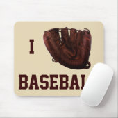 ヴィンテージスポーツ、私は野球が大好き、私はグローブ野球 マウスパッド (マウス)