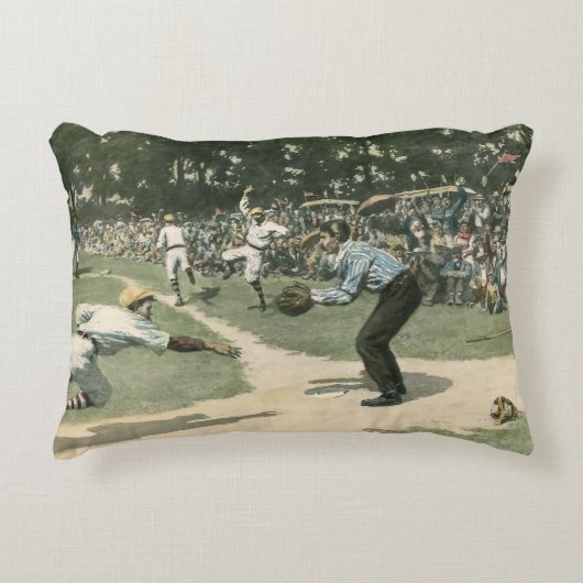 ヴィンテージスポーツ,野球選手が自宅に滑り込む アクセントクッション (正面)