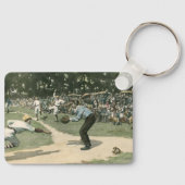 ヴィンテージスポーツ,野球選手が自宅に滑り込む キーホルダー (正面)