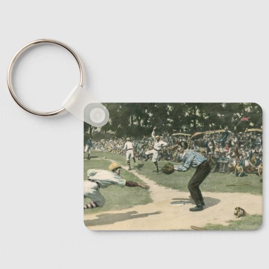 ヴィンテージスポーツ,野球選手が自宅に滑り込む キーホルダー (裏面)