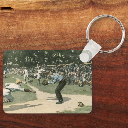 ヴィンテージスポーツ,野球選手が自宅に滑り込む キーホルダー (正面)