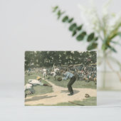 ヴィンテージスポーツ，野球選手が自宅に滑り込む ポストカード (スタンド正面)