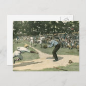 ヴィンテージスポーツ，野球選手が自宅に滑り込む ポストカード (正面/裏面)