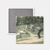 ヴィンテージスポーツ,野球選手が自宅に滑り込む マグネット (正面/裏面)