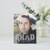 ヴィンテージスポーティ編集可能カラー卒業はがき ポストカード (スタンド正面)