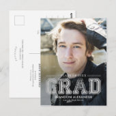 ヴィンテージスポーティ編集可能カラー卒業はがき ポストカード (正面/裏面)