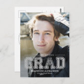 ヴィンテージスポーティ編集可能カラー卒業はがき ポストカード (正面/裏面)