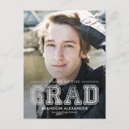 ヴィンテージスポーティ編集可能カラー卒業はがき ポストカード