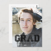 ヴィンテージスポーティ編集可能カラー卒業 ポストカード (正面/裏面)