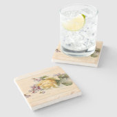 ヴィンテージスミレとバラ ストーンコースター (横)