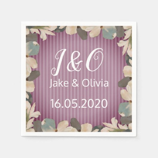 ヴィンテージスミレ スタンダードカクテルナプキン (正面)