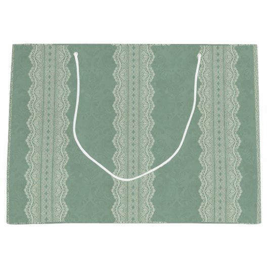 ヴィンテージスモーキーパイングリーンダマスクアレーレース ラージペーパーバッグ (正面)