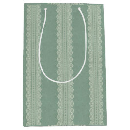 ヴィンテージスモーキーパイングリーンレースとダマスク ミディアムペーパーバッグ