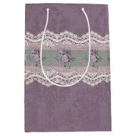 ヴィンテージスモーキーマウブダマスクバラレース ミディアムペーパーバッグ