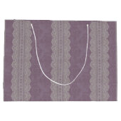 ヴィンテージスモーキーマウヴアンティークダマスクフェードレース ラージペーパーバッグ (裏面)