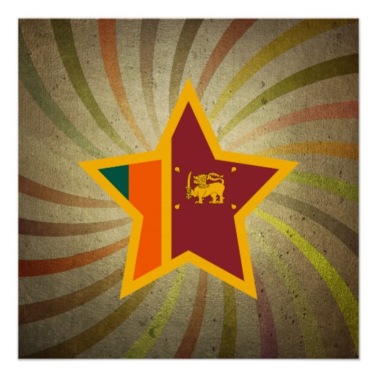 ヴィンテージスリランカ国旗の渦巻き ポスター (正面)