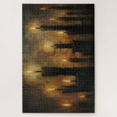 ヴィンテージスリリングなハロウィーンの黒いキャンドル、儀式 ジグソーパズル (縦)