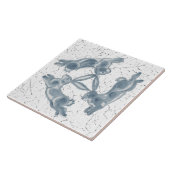 ヴィンテージスリーウサギトリオブルー&ホワイトデルフト タイル (側面)