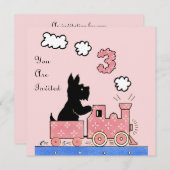 ヴィンテージスリーオールド誕生日ガール招待状 招待状 (正面/裏面)