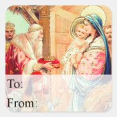 ヴィンテージスリーキングスクリスマスプレゼントラベル スクエアシール (正面)