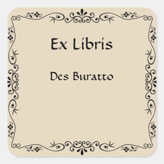 ヴィンテージスリーティアドロップバンブースワール蔵書票 スクエアシール (正面)