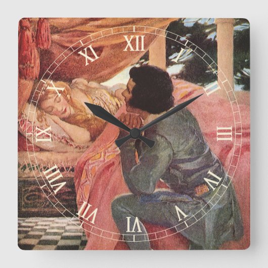 ヴィンテージスリープ美しいbyジェシー・ウィルコックス・スミス スクエア壁時計 (正面)