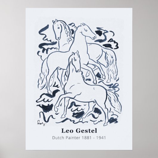 ヴィンテージスリーホーススケッチバイレオジェステル ポスター (正面)