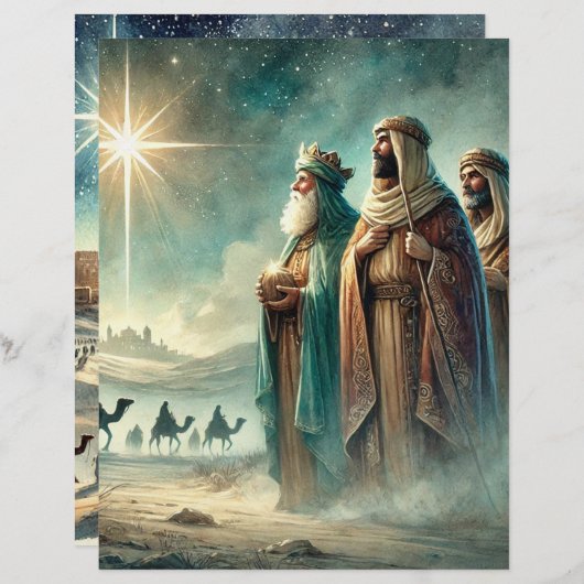 ヴィンテージスリーワイズメン出生スクラップブック紙 (正面/裏面)