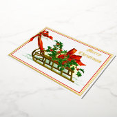 ヴィンテージスレッドとホリークリスマス 箔シーズンカード (回転した状態)