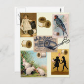 ヴィンテージスレッド裁縫コラージポストカード ポストカード (正面/裏面)