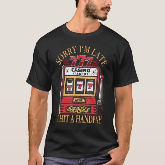 ヴィンテージスロットマシンのハンドペイスローガン Tシャツ (正面)
