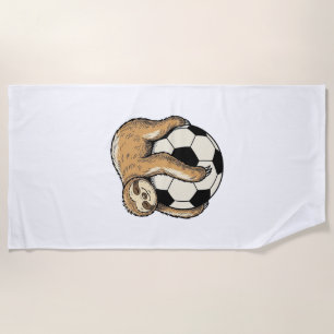 ヴィンテージスローサッカーボールかわいい動物Tシャツデザイン ビーチタオル