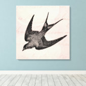 ヴィンテージスワローイラストレーション- 1800のアンティークバード キャンバスプリント (インサイチュ (ウッドフロア))