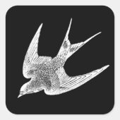 ヴィンテージスワローイラストレーション- 1800のアンティークバード スクエアシール (正面)