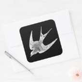 ヴィンテージスワローイラストレーション- 1800のアンティークバード スクエアシール (封筒)