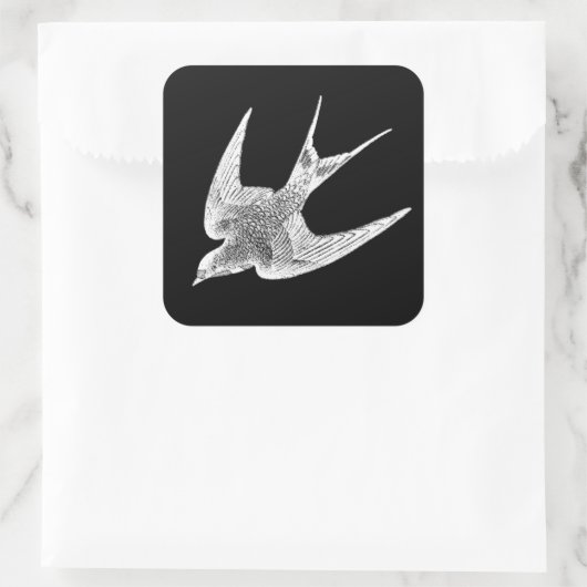 ヴィンテージスワローイラストレーション- 1800のアンティークバード スクエアシール (バッグ)