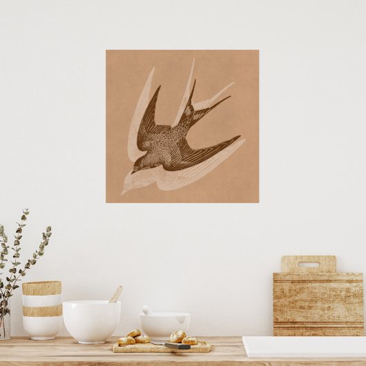 ヴィンテージスワローイラストレーション- 1800のアンティークバード ポスター (キッチン)