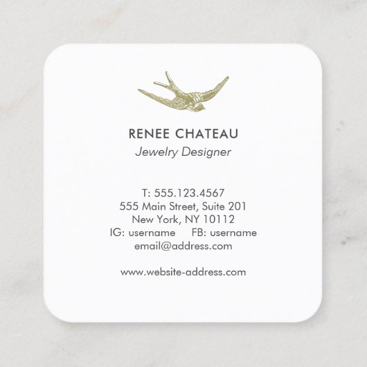 ヴィンテージスワローデザイナー スクエア名刺 (裏面)