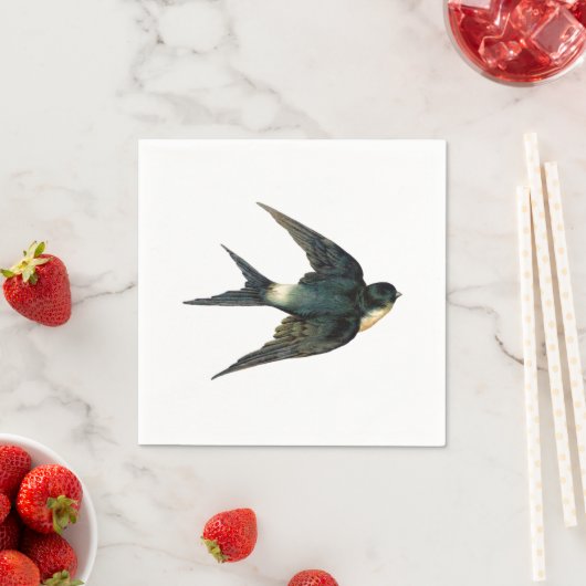 ヴィンテージスワローバードイラストレーション紙パーティー スタンダードカクテルナプキン (インサイチュ)