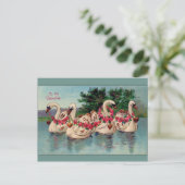 ヴィンテージスワンとバラバレンタインデーはがき シーズンポストカード (スタンド正面)