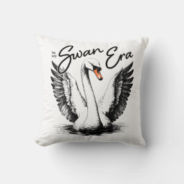 ヴィンテージスワンエラブラックプリント クッション