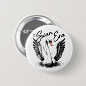 ヴィンテージスワンエラブラックプリント 缶バッジ (正面&裏面)