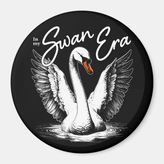 ヴィンテージスワンエラホワイトプリント マグネット (正面)